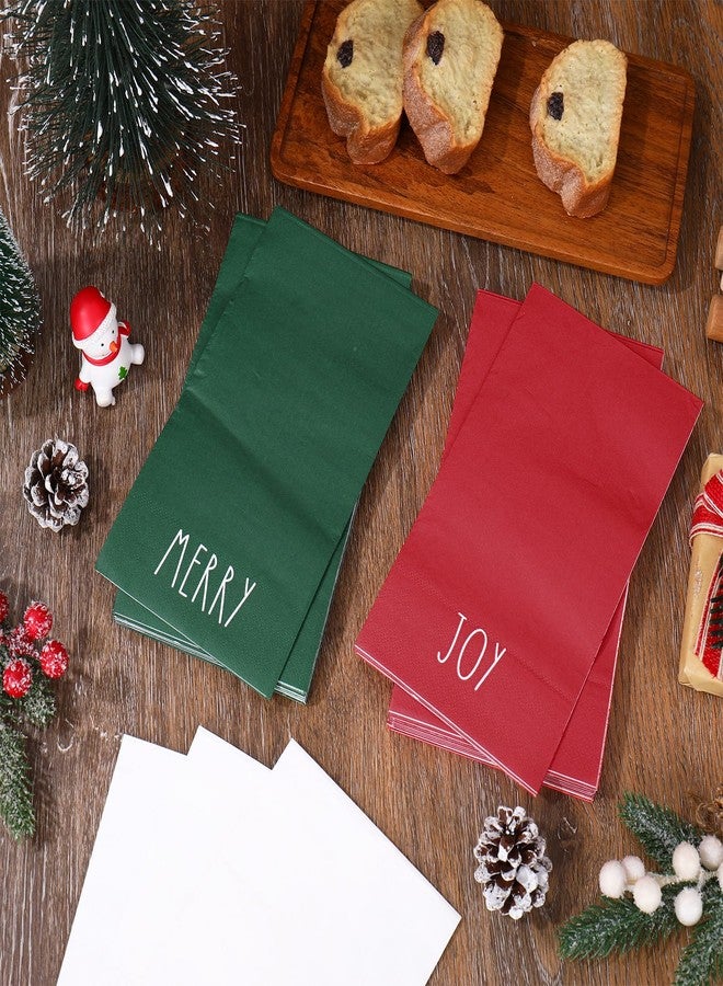 Whaline 150 Pcs Christmas Guest Napkins Red Green White Merry Christmas Paper Napkin Xmas Disposable Hand Towels Dinner Napkin for Xmas Winter Holiday Party Supplies Bathroom Home Kitchen Table Decor - Image 4